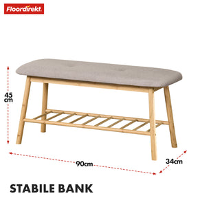 DuneDesign Scandinavische Bank Met 3 Vilten Manden - 90x34x44 Bamboe Schoenenbank Houten Entreebankje Metal DuneDesign Scandinavische Bank Met 3 Vilten Manden - 90x34x44 Bamboe Schoenenbank Houten Entreebankje Metal