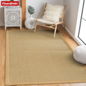 Jute vloerkleed | Bombay | Met anti-slip achterkant en katoenen rand | In vele maten