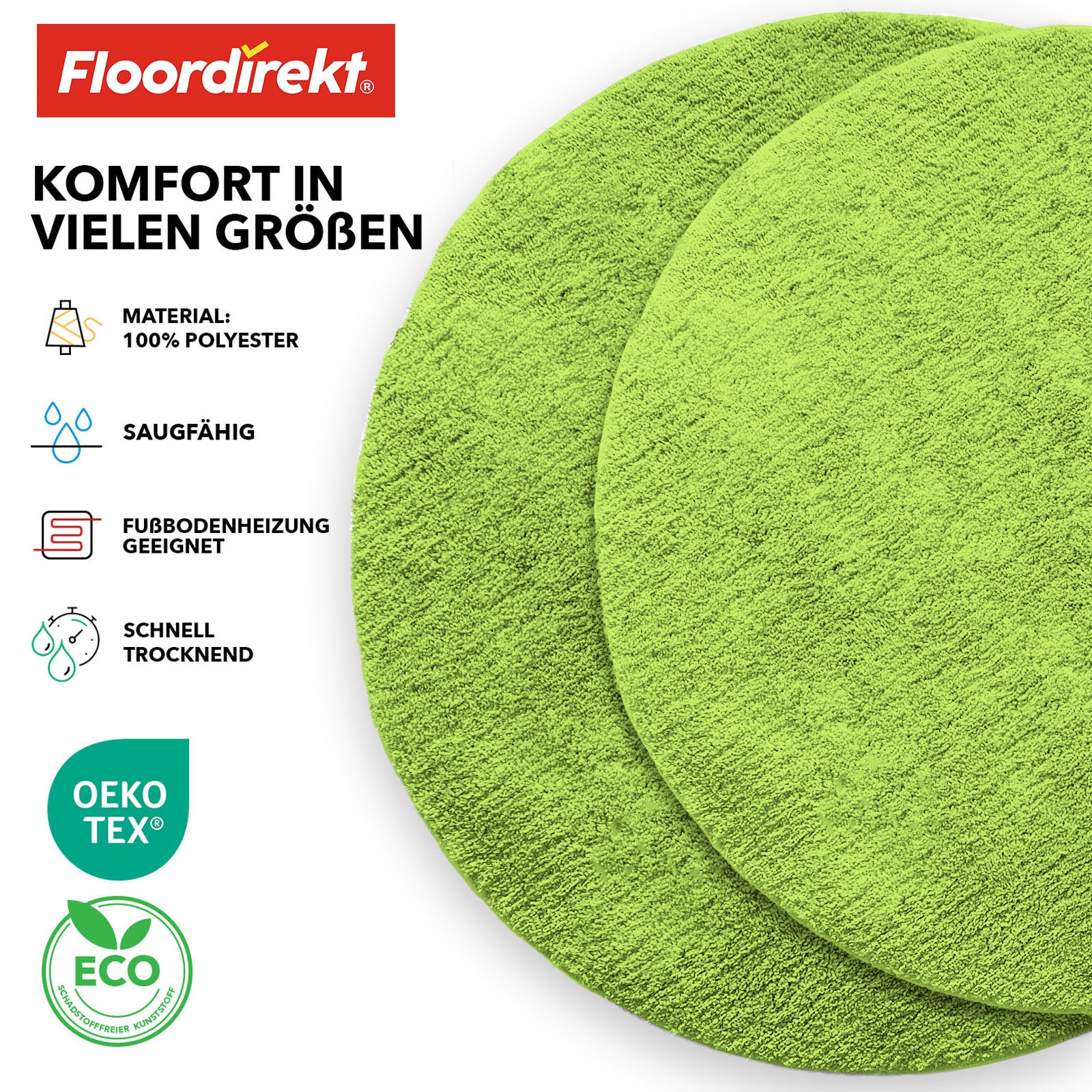 Ronde badmat | Sky | Ronde badmat | Dicht, donzig comfort voor in huis