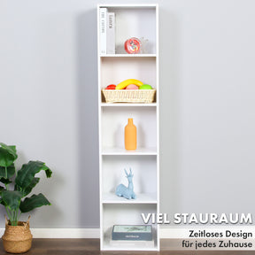 Boekenkast | Alaska | Witte MDF boekenkast met 4 of 5 niveaus | slank, modern & ruimtebesparend