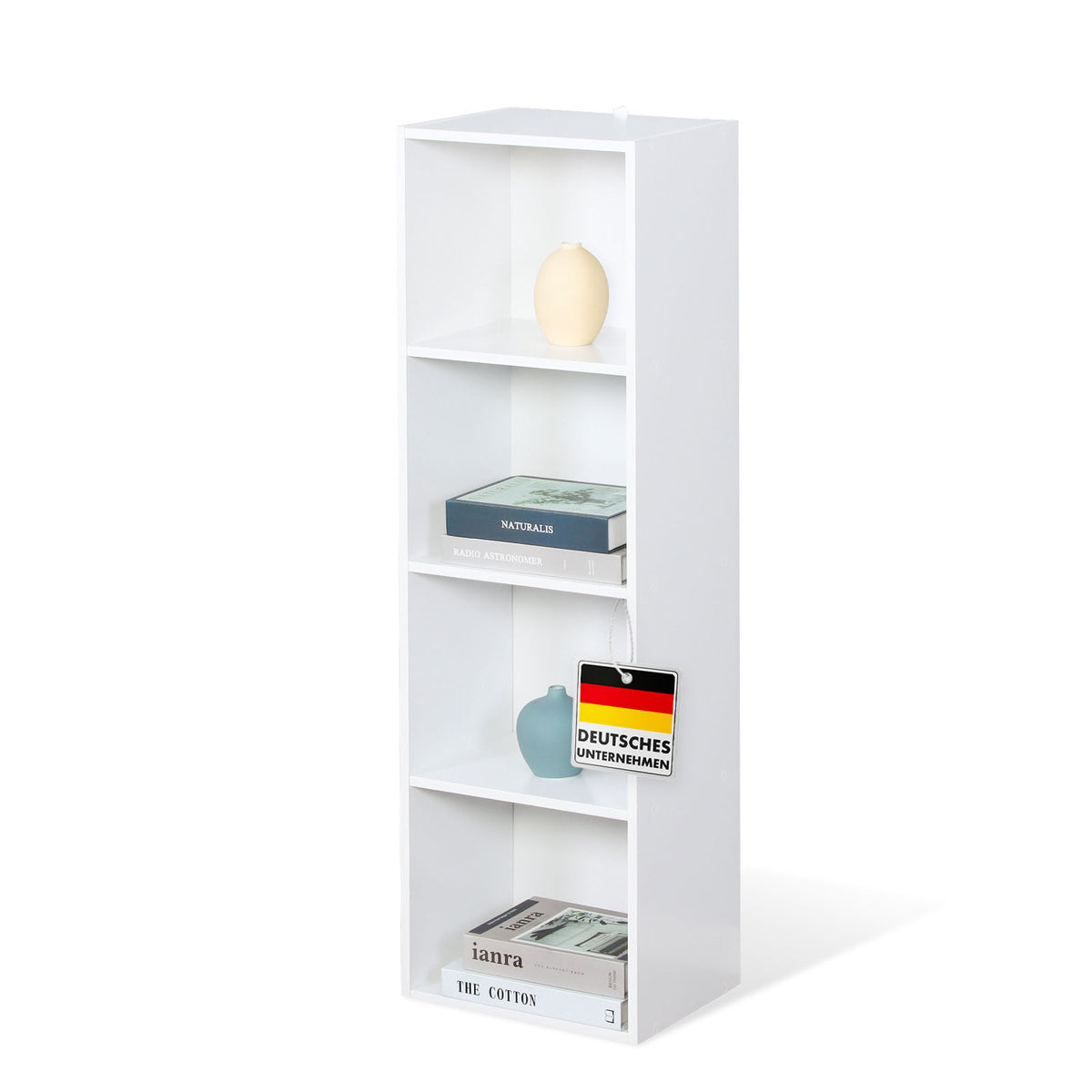 Boekenkast | Alaska | Witte MDF boekenkast met 4 of 5 niveaus | slank, modern & ruimtebesparend