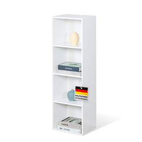 Boekenkast | Alaska | Witte MDF boekenkast met 4 of 5 niveaus | slank, modern & ruimtebesparend