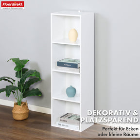 Boekenkast | Alaska | Witte MDF boekenkast met 4 of 5 niveaus | slank, modern & ruimtebesparend