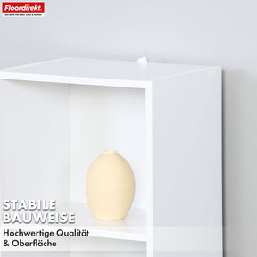 Boekenkast | Alaska | Witte MDF boekenkast met 4 of 5 niveaus | slank, modern & ruimtebesparend