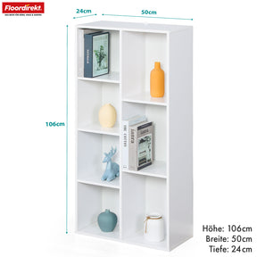 Boekenkast | Arkansas | Witte MDF staande plank met 5-9 planken voor boeken en woonaccessoires