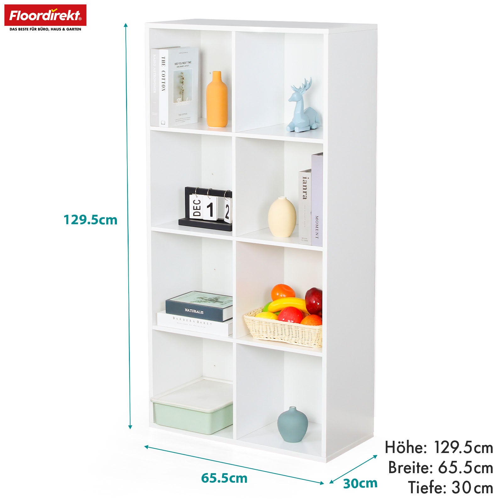 Boekenkast | Arkansas | Witte MDF staande plank met 5-9 planken voor boeken en woonaccessoires