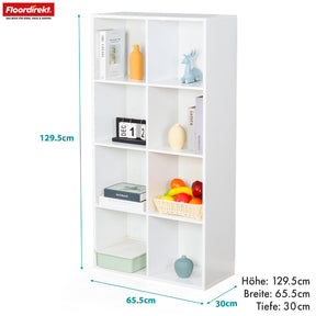 Boekenkast | Arkansas | Witte MDF staande plank met 5-9 planken voor boeken en woonaccessoires