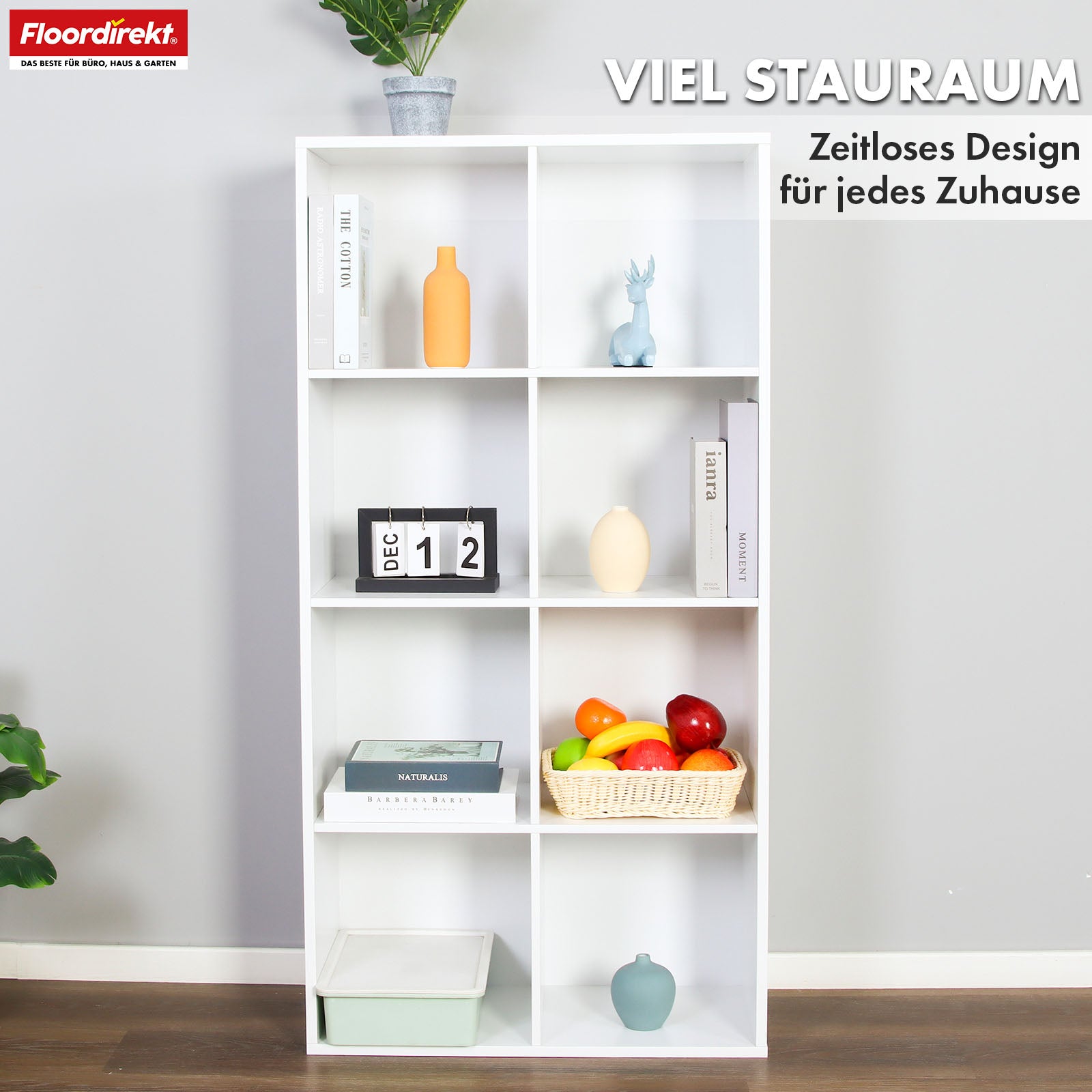 Boekenkast | Arkansas | Witte MDF staande plank met 5-9 planken voor boeken en woonaccessoires