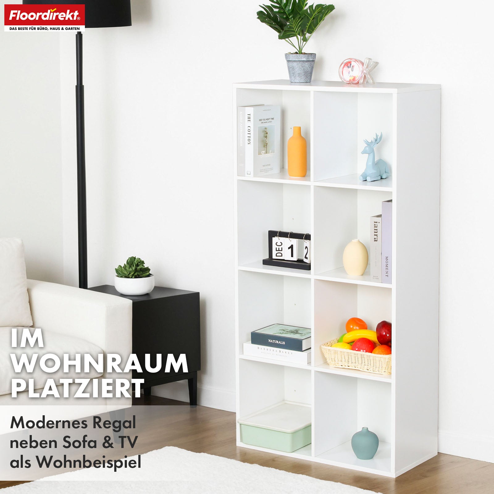 Boekenkast | Arkansas | Witte MDF staande plank met 5-9 planken voor boeken en woonaccessoires