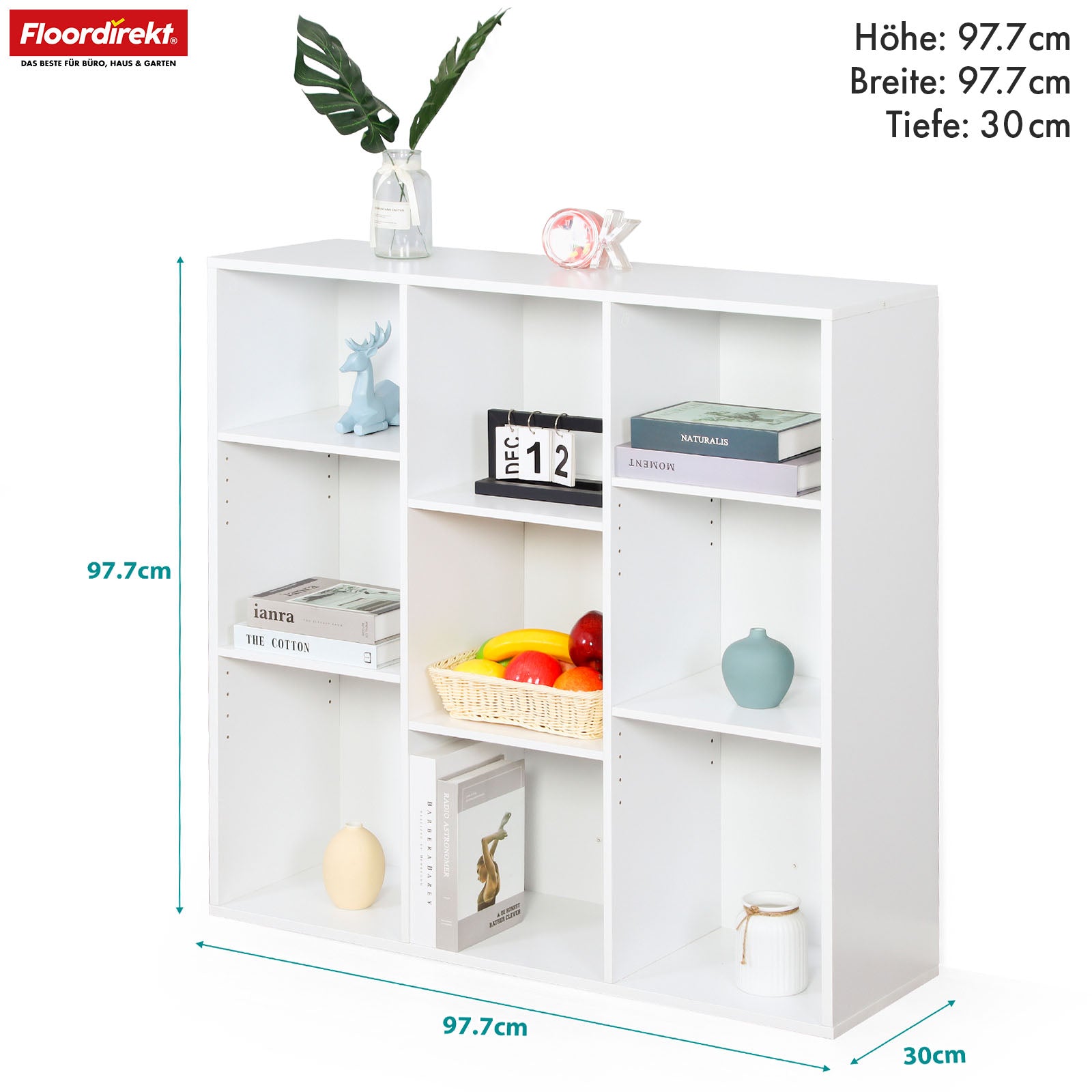Boekenkast | Arkansas | Witte MDF staande plank met 5-9 planken voor boeken en woonaccessoires