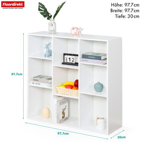 Boekenkast | Arkansas | Witte MDF staande plank met 5-9 planken voor boeken en woonaccessoires