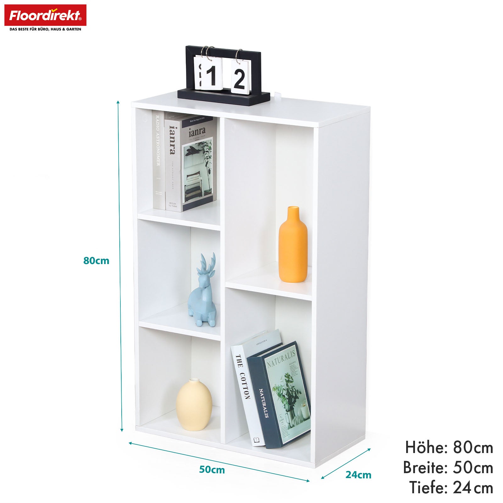 Boekenkast | Arkansas | Witte MDF staande plank met 5-9 planken voor boeken en woonaccessoires