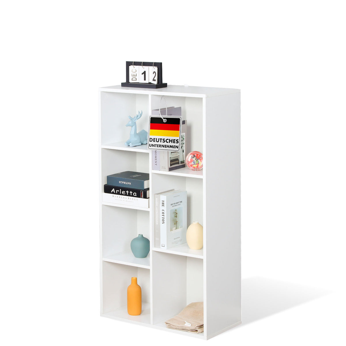 Boekenkast | California | Modern, ruimtebesparend MDF schap met kantelbeveiliging in wit 4-8 open vakken