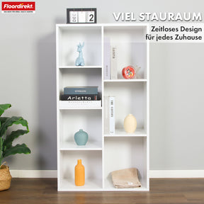 Boekenkast | California | Modern, ruimtebesparend MDF schap met kantelbeveiliging in wit 4-8 open vakken