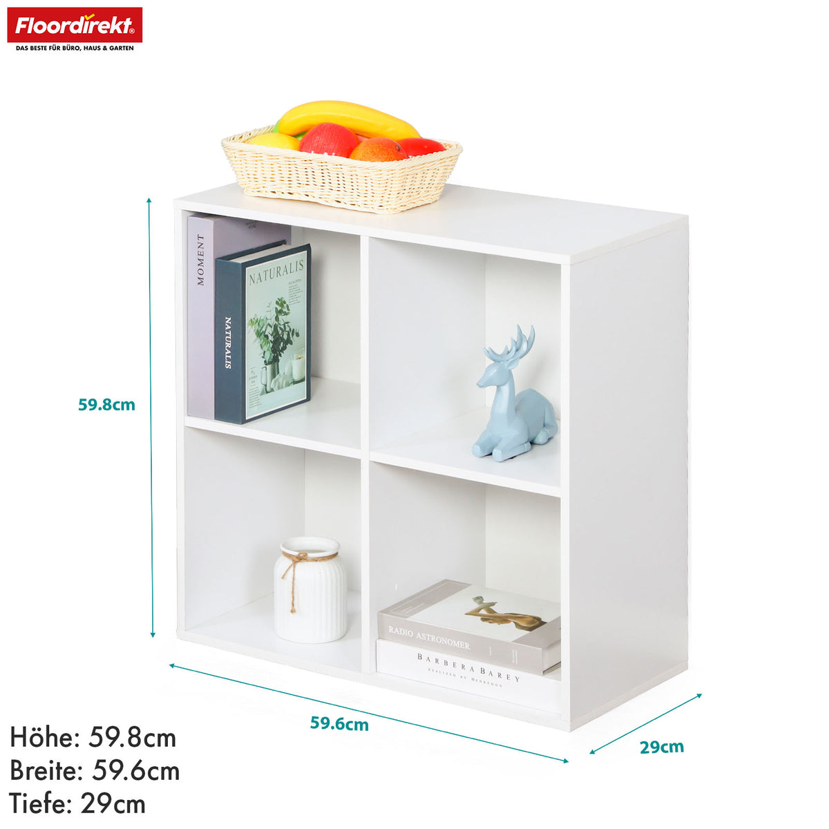Boekenkast | California | Modern, ruimtebesparend MDF schap met kantelbeveiliging in wit 4-8 open vakken