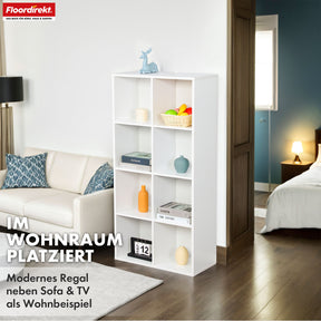 Boekenkast | California | Modern, ruimtebesparend MDF schap met kantelbeveiliging in wit 4-8 open vakken