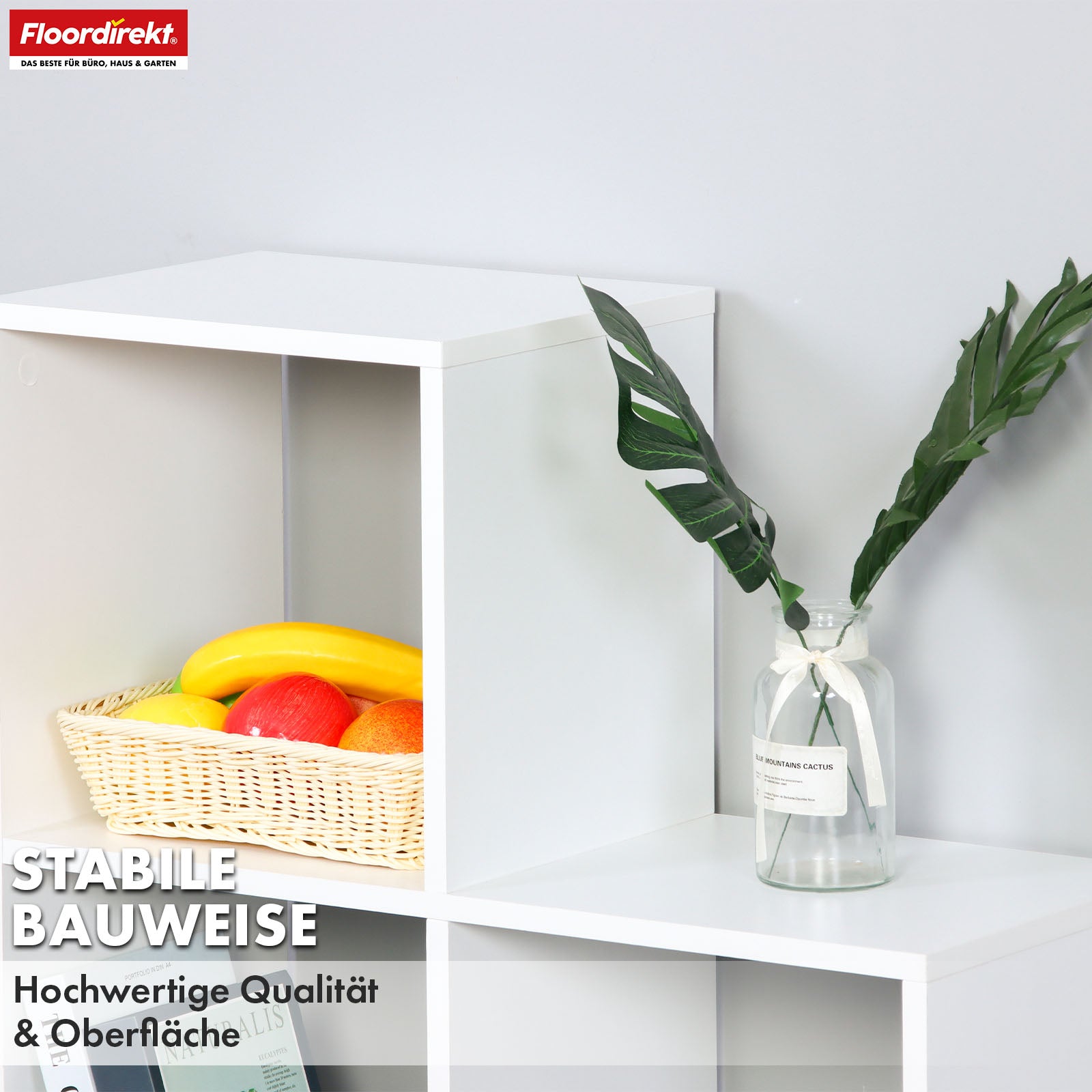 Boekenkast | Carolina | Wit trapsgewijs schap van MDF met 6 schappen voor boeken, planten & decoraties