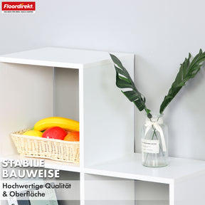 Boekenkast | Carolina | Wit trapsgewijs schap van MDF met 6 schappen voor boeken, planten & decoraties