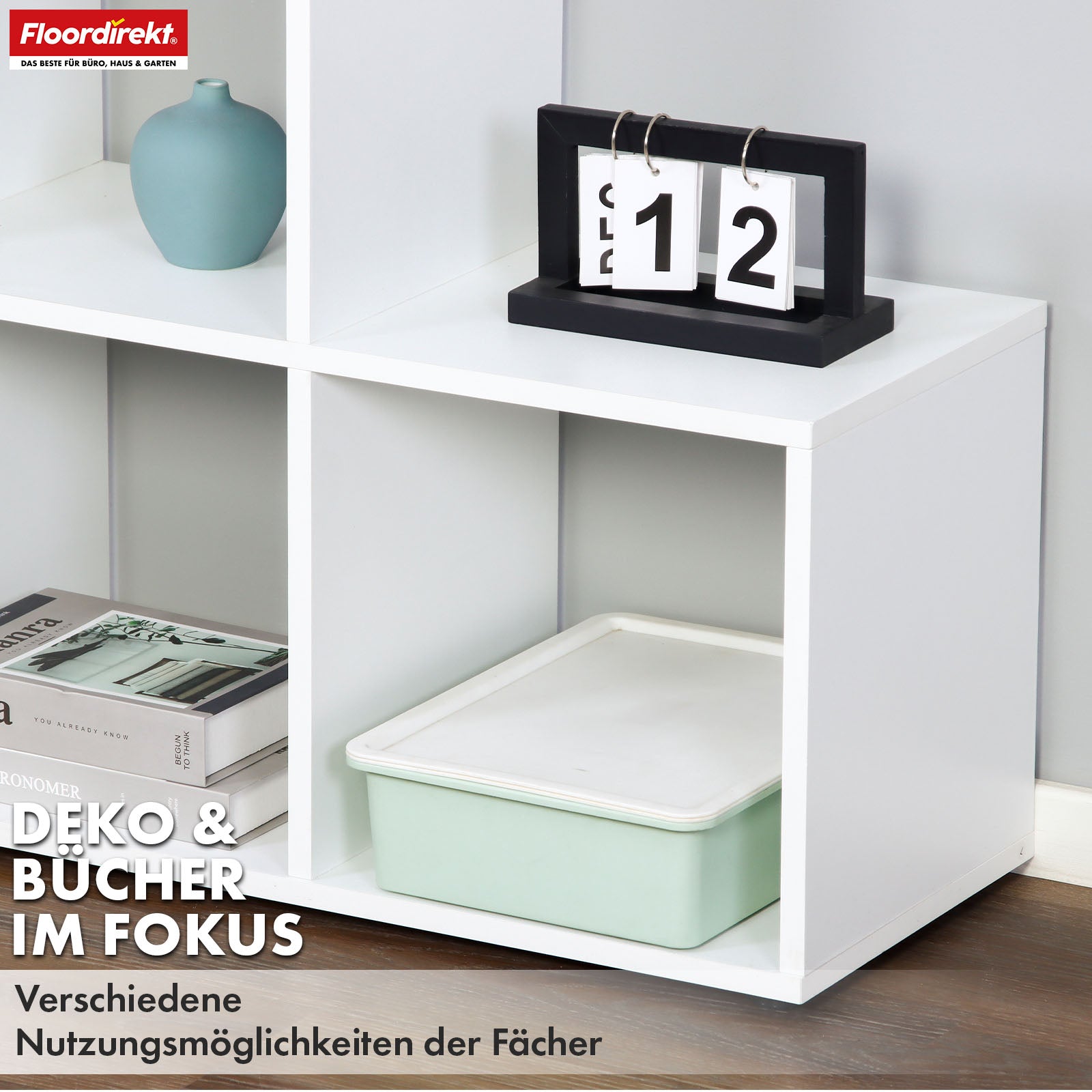 Boekenkast | Carolina | Wit trapsgewijs schap van MDF met 6 schappen voor boeken, planten & decoraties