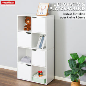 Boekenkast | Connecticut | Witte MDF boekenkast met legplanken & deuren, kantelbeveiliging, 2 maten