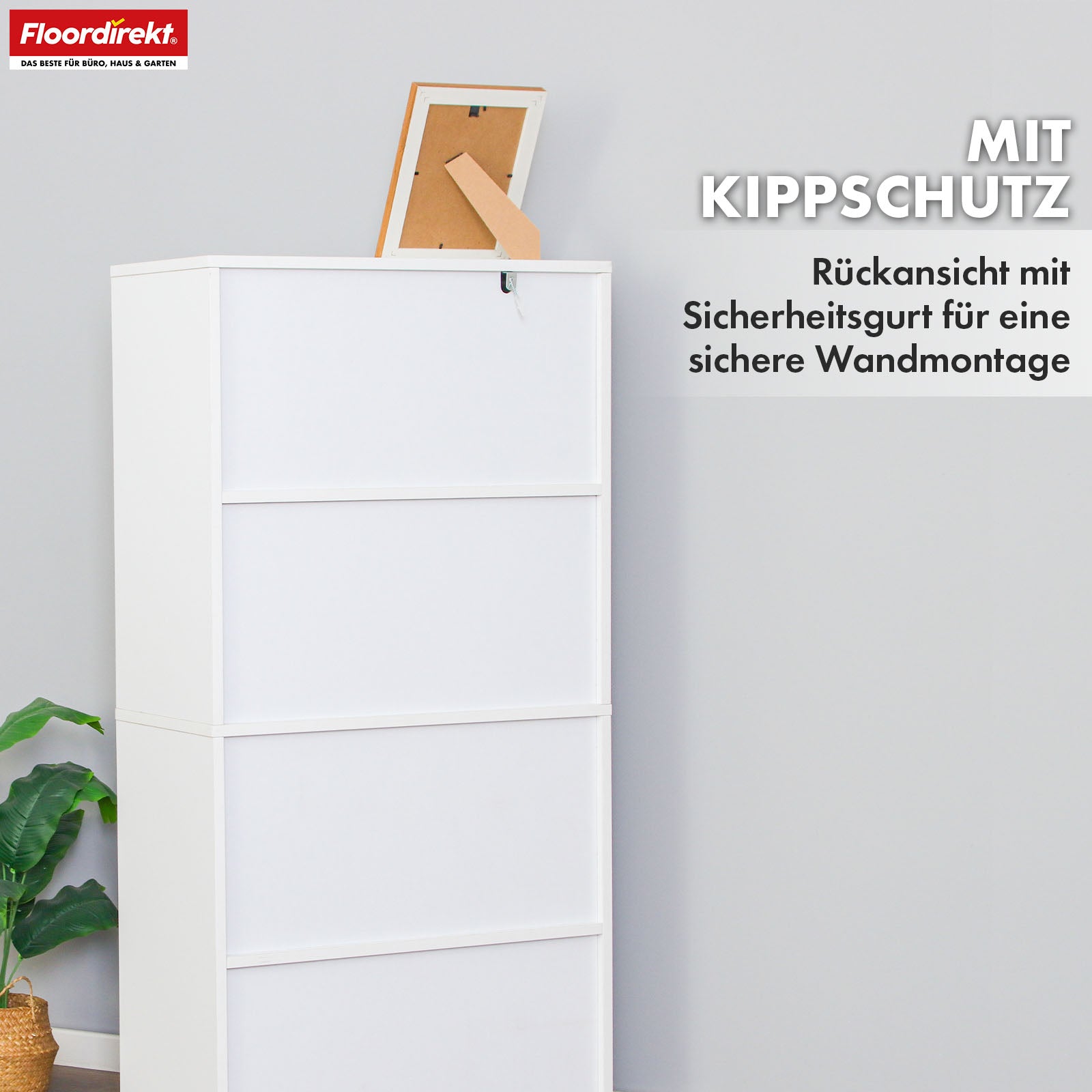 Boekenkast | Connecticut | Witte MDF boekenkast met legplanken & deuren, kantelbeveiliging, 2 maten