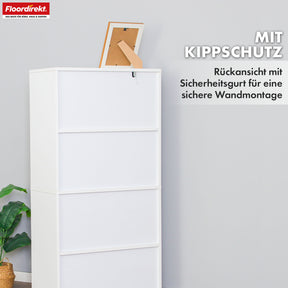 Boekenkast | Connecticut | Witte MDF boekenkast met legplanken & deuren, kantelbeveiliging, 2 maten