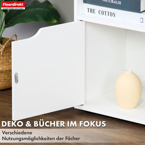 Boekenkast | Connecticut | Witte MDF boekenkast met legplanken & deuren, kantelbeveiliging, 2 maten