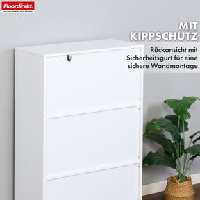 Boekenkast | Connecticut | Witte MDF boekenkast met legplanken & deuren, kantelbeveiliging, 2 maten