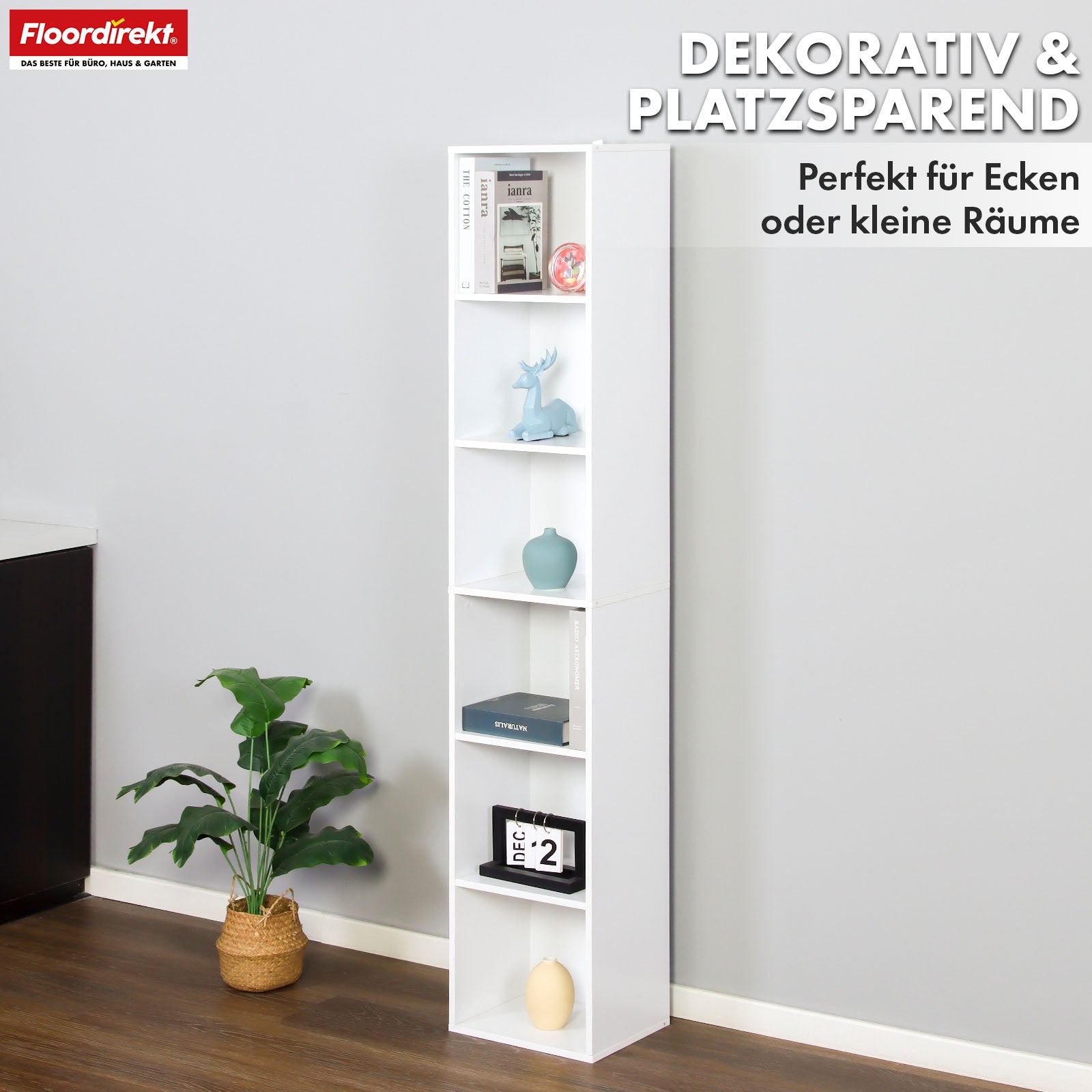 Boekenkast | Delaware | Staande plank met 6 open planken, ruimtebesparend & modern