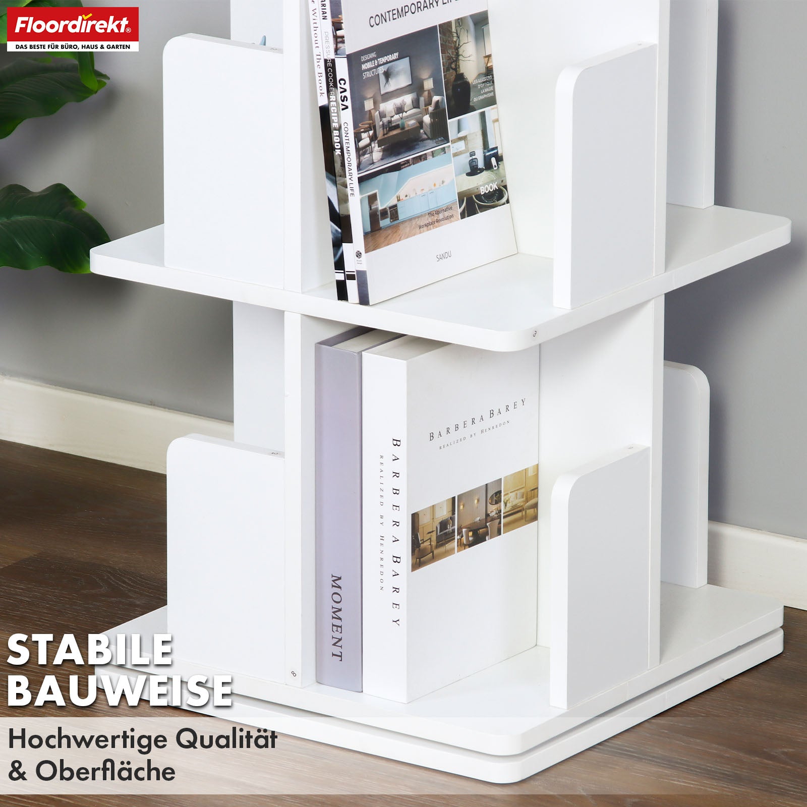 Boekenkast | Indiana | Draaibare plank met 3 of 4 planken | 360° staande plank voor woonkamer, kantoor & slaapkamer
