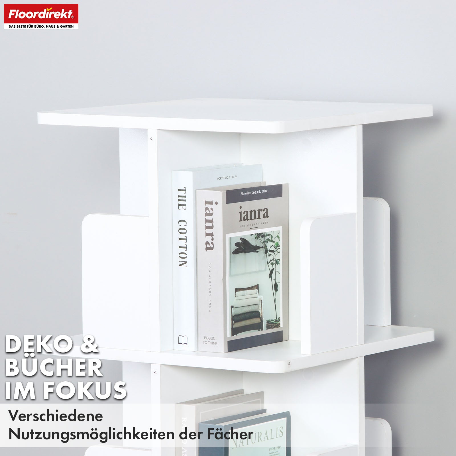 Boekenkast | Indiana | Draaibare plank met 3 of 4 planken | 360° staande plank voor woonkamer, kantoor & slaapkamer