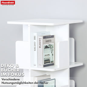 Boekenkast | Indiana | Draaibare plank met 3 of 4 planken | 360° staande plank voor woonkamer, kantoor & slaapkamer
