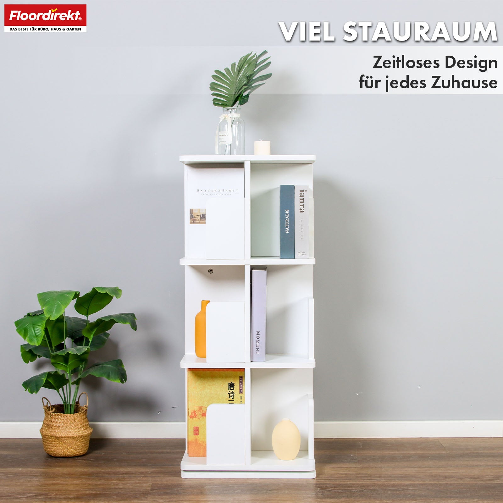 Boekenkast | Indiana | Draaibare plank met 3 of 4 planken | 360° staande plank voor woonkamer, kantoor & slaapkamer