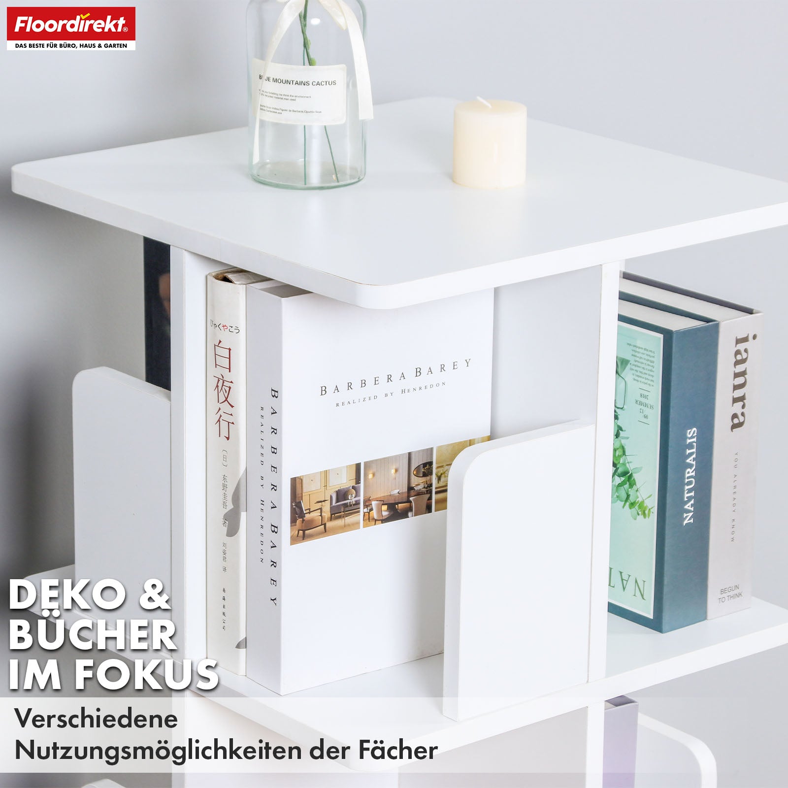 Boekenkast | Indiana | Draaibare plank met 3 of 4 planken | 360° staande plank voor woonkamer, kantoor & slaapkamer