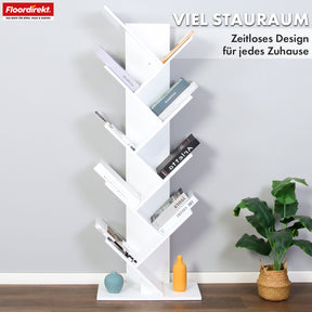 Boekenkast | Louisiana | Boomvormige staande plank in wit met 5 of 9 houten planken