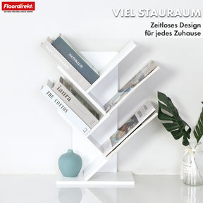 Boekenkast | Louisiana | Boomvormige staande plank in wit met 5 of 9 houten planken