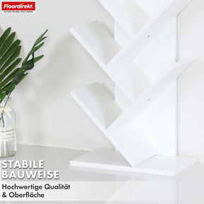 Boekenkast | Louisiana | Boomvormige staande plank in wit met 5 of 9 houten planken