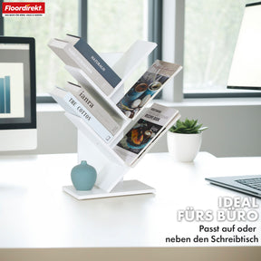 Boekenkast | Louisiana | Boomvormige staande plank in wit met 5 of 9 houten planken