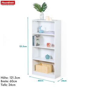 Boekenkast | Maine | Witte houten boekenplank met 3/4/6 planken | Open & ruimtebesparend voor woonkamer, kantoor & meer