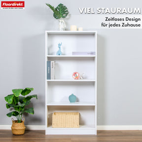 Boekenkast | Maine | Witte houten boekenplank met 3/4/6 planken | Open & ruimtebesparend voor woonkamer, kantoor & meer