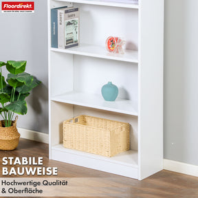 Boekenkast | Maine | Witte houten boekenplank met 3/4/6 planken | Open & ruimtebesparend voor woonkamer, kantoor & meer