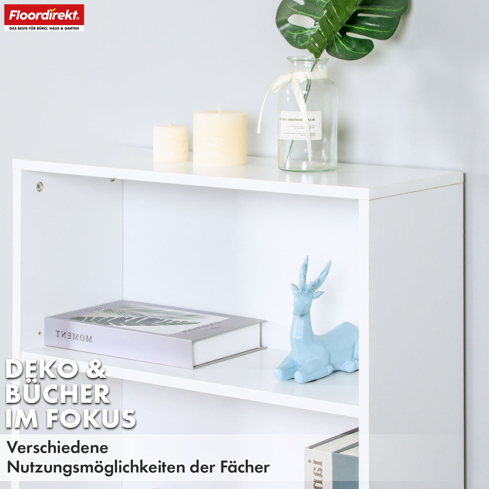 Boekenkast | Maine | Witte houten boekenplank met 3/4/6 planken | Open & ruimtebesparend voor woonkamer, kantoor & meer