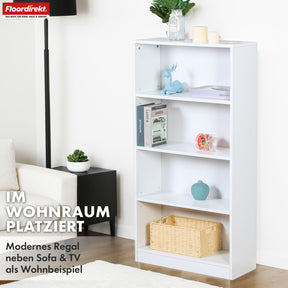 Boekenkast | Maine | Witte houten boekenplank met 3/4/6 planken | Open & ruimtebesparend voor woonkamer, kantoor & meer