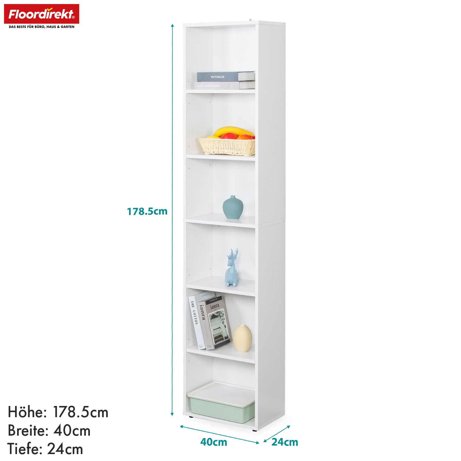 Boekenkast | Maine | Witte houten boekenplank met 3/4/6 planken | Open & ruimtebesparend voor woonkamer, kantoor & meer