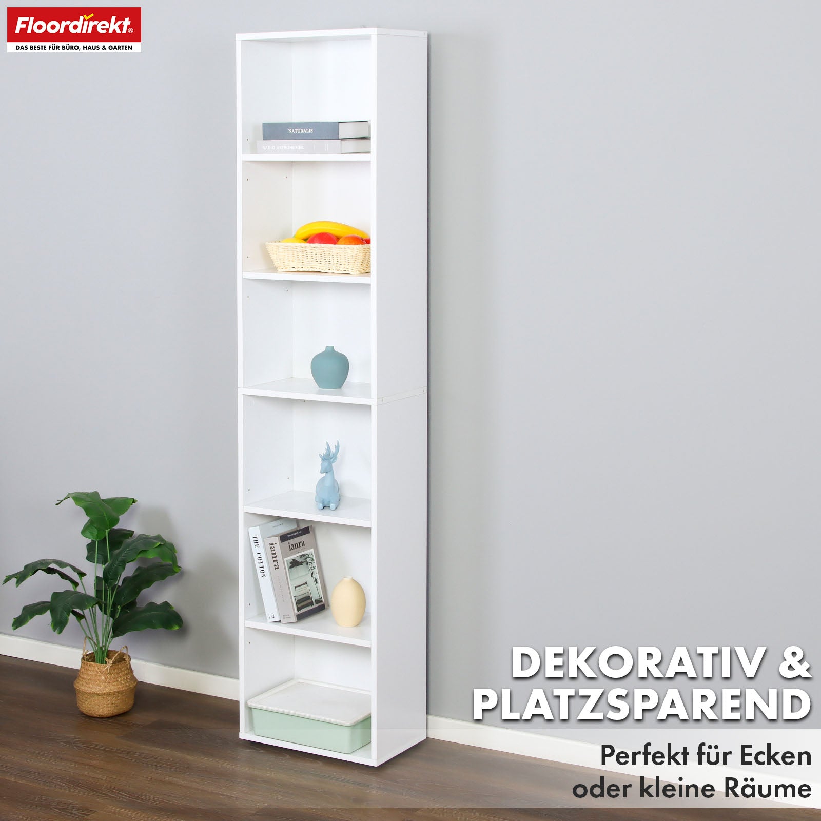 Boekenkast | Maine | Witte houten boekenplank met 3/4/6 planken | Open & ruimtebesparend voor woonkamer, kantoor & meer