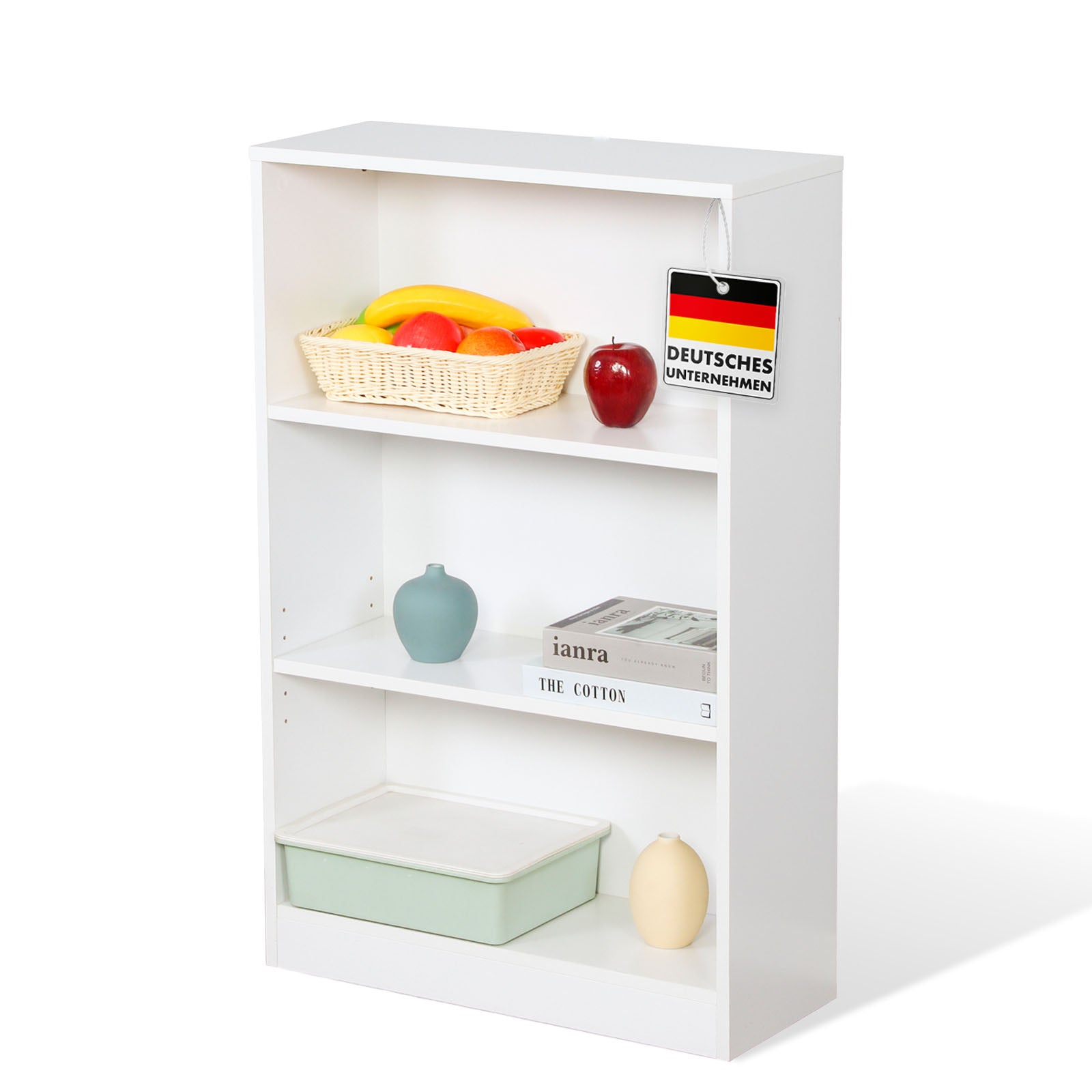 Boekenkast | Maine | Witte houten boekenplank met 3/4/6 planken | Open & ruimtebesparend voor woonkamer, kantoor & meer