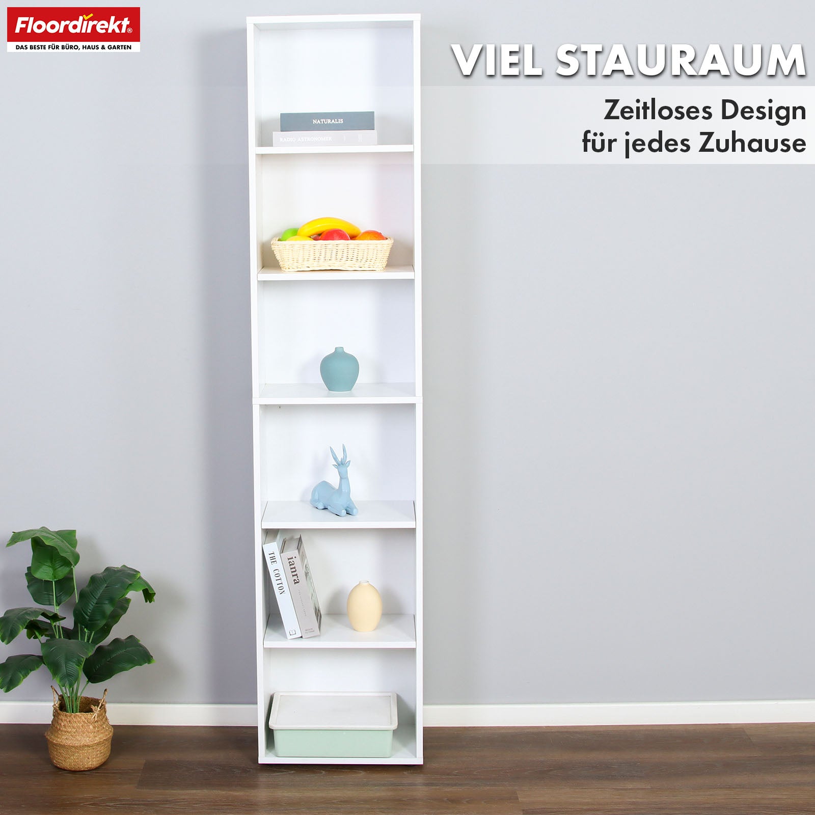 Boekenkast | Maine | Witte houten boekenplank met 3/4/6 planken | Open & ruimtebesparend voor woonkamer, kantoor & meer