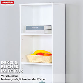 Boekenkast | Maine | Witte houten boekenplank met 3/4/6 planken | Open & ruimtebesparend voor woonkamer, kantoor & meer