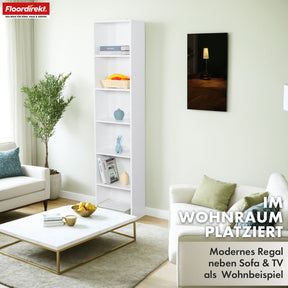 Boekenkast | Maine | Witte houten boekenplank met 3/4/6 planken | Open & ruimtebesparend voor woonkamer, kantoor & meer