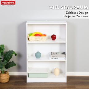 Boekenkast | Maine | Witte houten boekenplank met 3/4/6 planken | Open & ruimtebesparend voor woonkamer, kantoor & meer